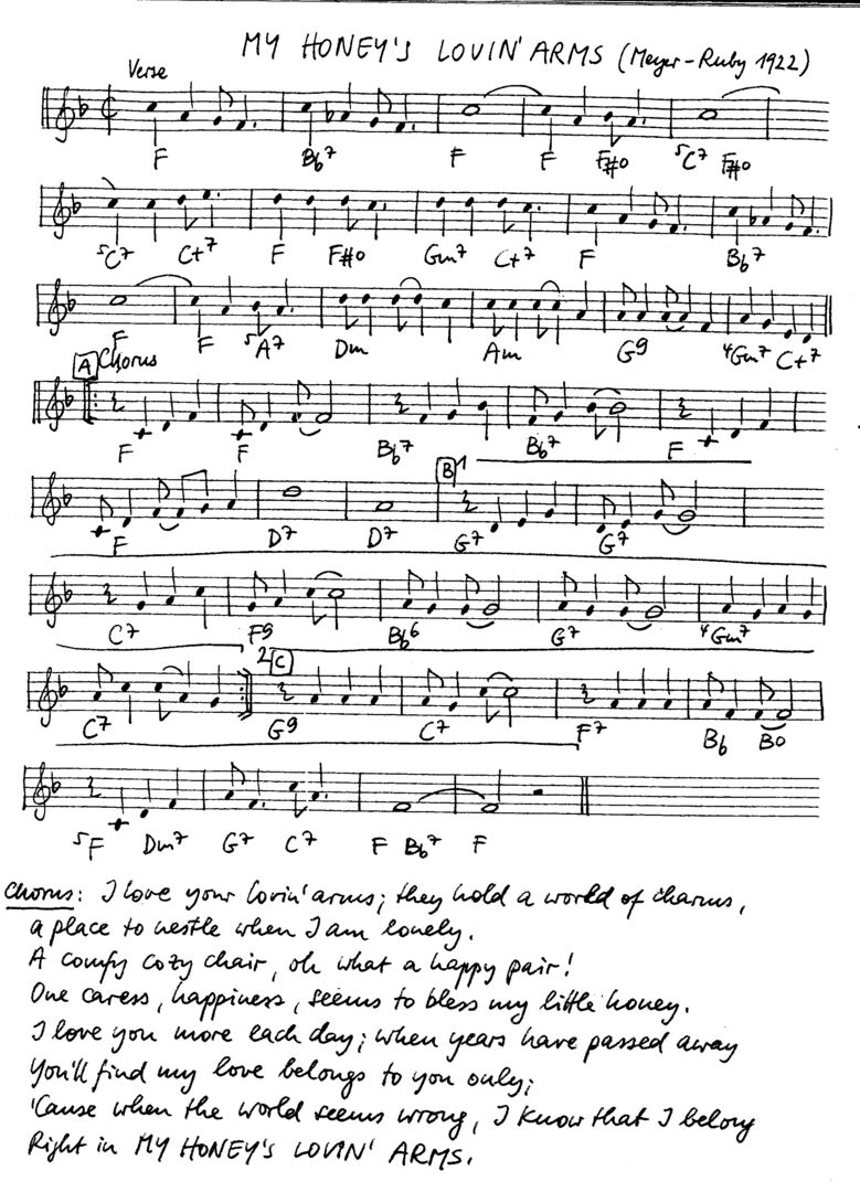 my honey's lovin' arms leadsheet – book us for your next 20s or gatsby event